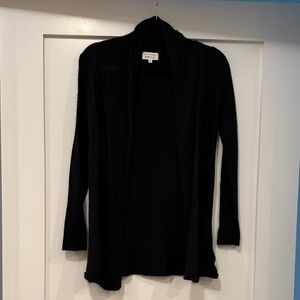 White + Warren Black 100% Cashmere Cardigan, size S